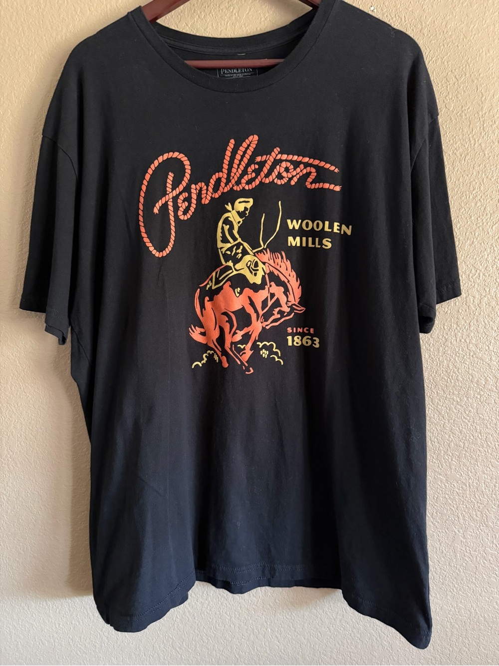 Pendleton Black Short-Sleeve Tee with Orange and Yellow Rodeo Graphic Size XXL